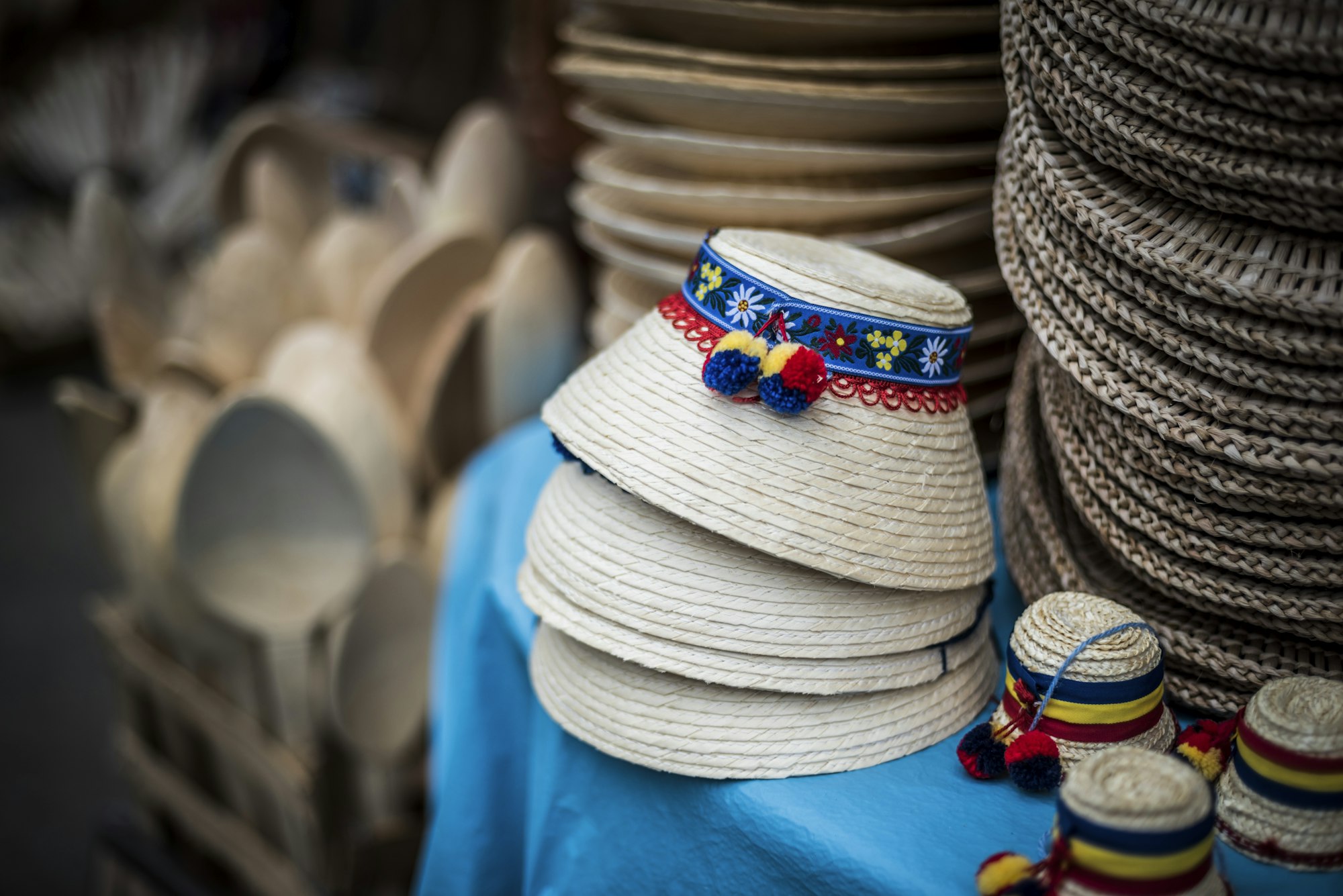 Traditional Maramures hat for sale in Sapanta Market, Maramures, Romania